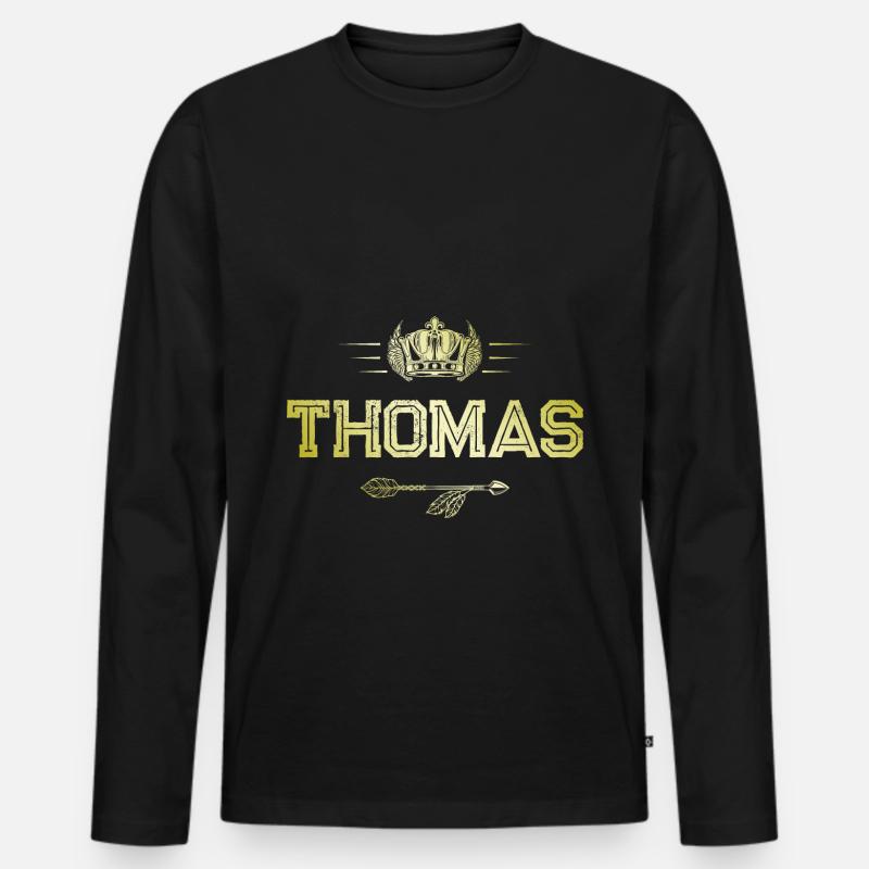 Thomas - Männer Premium Bio Langarmshirt - Schwarz