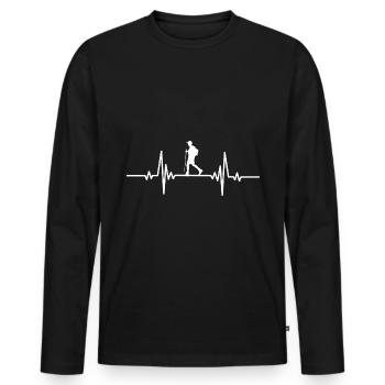 Activité de randonnée Heartbeat - T-shirt manches longues Premium bio Homme - noir - Devant - Nico (187cm)