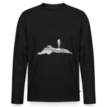 Mountain - Hikers - (9) - Men's Premium Organic Long Sleeve Shirt - black - Front - Nico (187cm)