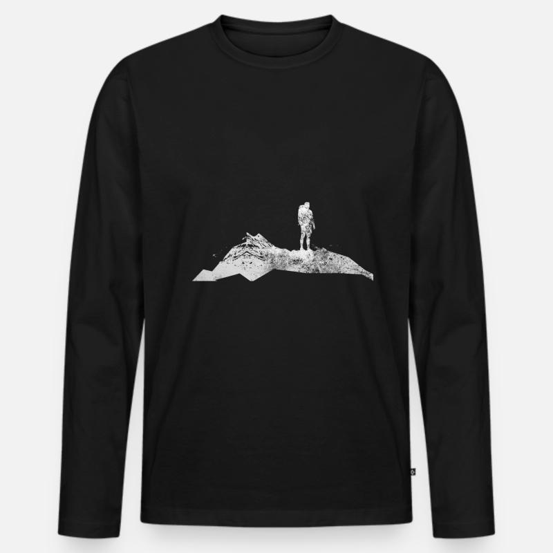 Berg - Wanderer - (9) - Männer Premium Bio Langarmshirt - Schwarz
