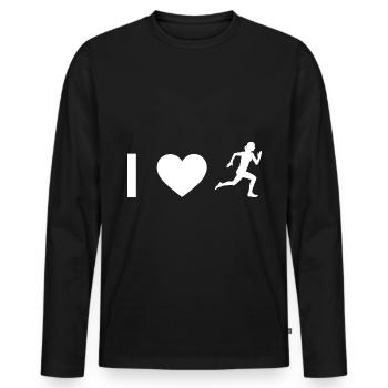I Heart and Mrs. Running - - Men's Premium Organic Long Sleeve Shirt - black - Front - Nico (187cm)