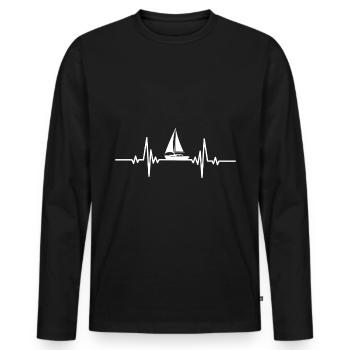 Heartbeat smooth sailing - Men's Premium Organic Long Sleeve Shirt - black - Front - Nico (187cm)