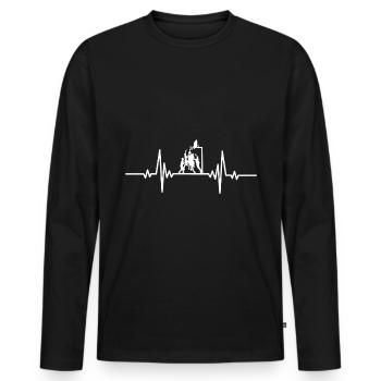 Heartbeat spielt Basketball - Männer Premium Bio Langarmshirt - Schwarz - Vorne - Nico (187cm)