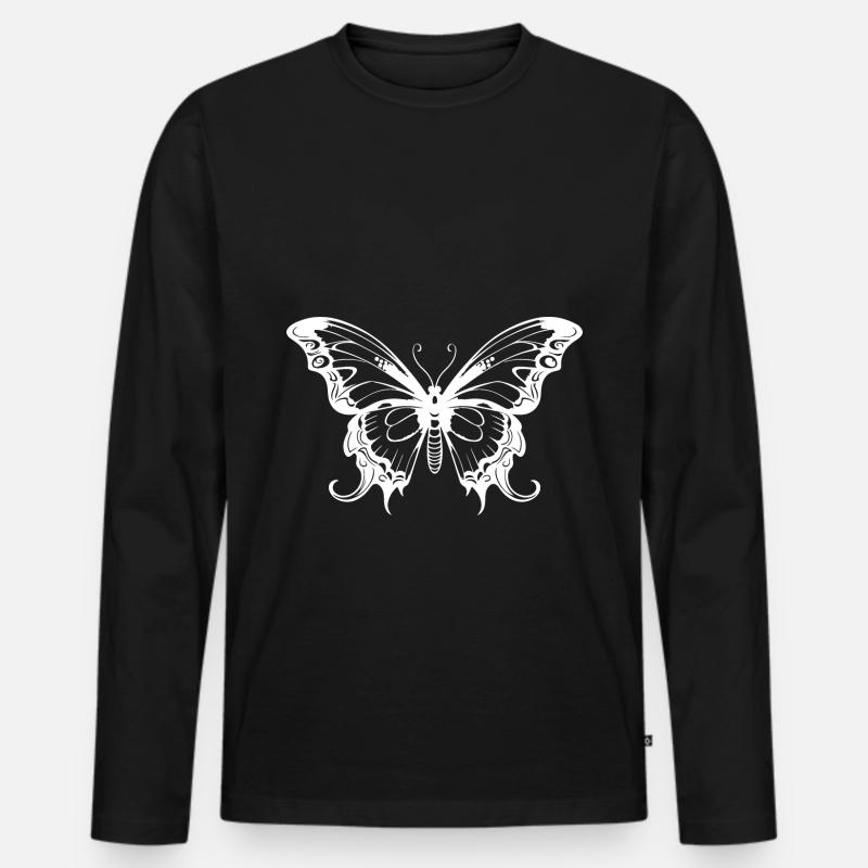 Schmetterling Silhouette Falter Boho - Männer Premium Bio Langarmshirt - Schwarz