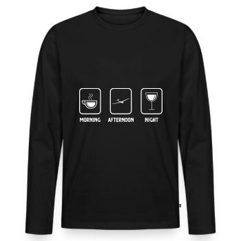 Morning afternoon night and glider - - Men's Premium Organic Long Sleeve Shirt - black - Front - Nico (187cm)