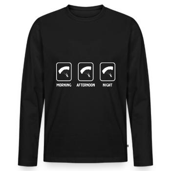 Morning night and paragliding - (3) - Men's Premium Organic Long Sleeve Shirt - black - Front - Nico (187cm)