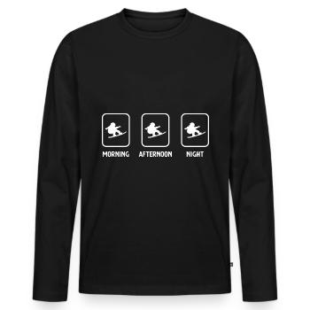 Matin, après-midi, nuit et snowboard - (3) - T-shirt manches longues Premium bio Homme - noir - Devant - Nico (187cm)