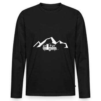 Berg - Karawane - (7) - Männer Premium Bio Langarmshirt - Schwarz - Vorne - Nico (187cm)
