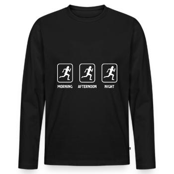 Morning Night and Running 1 - (3) - Men's Premium Organic Long Sleeve Shirt - black - Front - Nico (187cm)