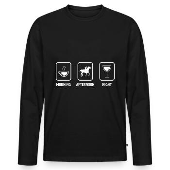 Matin après-midi le soir et cheval 1 - - T-shirt manches longues Premium bio Homme - noir - Devant - Nico (187cm)