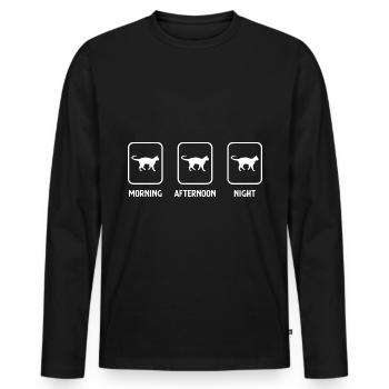 Morning, afternoon, evening and cat - (3) - Men's Premium Organic Long Sleeve Shirt - black - Front - Nico (187cm)