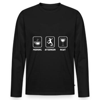 Morning, afternoon, evening and football 2 - - Men's Premium Organic Long Sleeve Shirt - black - Front - Nico (187cm)
