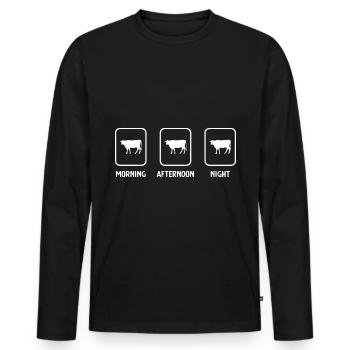 In the morning, in the afternoon, at night and the farming - Men's Premium Organic Long Sleeve Shirt - black - Front - Nico (187cm)