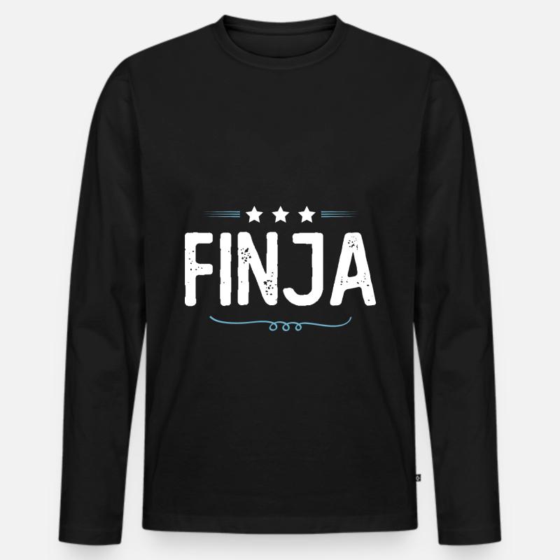 Finja - Männer Premium Bio Langarmshirt - Schwarz