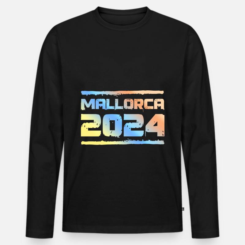 Mallorca 2024 Bunt - Männer Premium Bio Langarmshirt - Schwarz