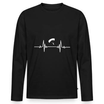 Heartbeat Fun Paragliding - Men's Premium Organic Long Sleeve Shirt - black - Front - Nico (187cm)