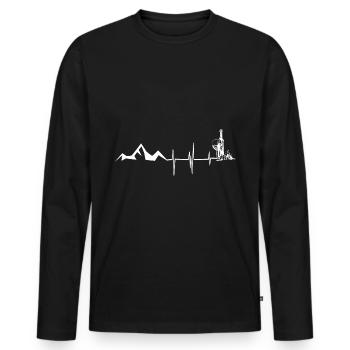 Vin - Palpitations cardiaques - Montagne - (2) - T-shirt manches longues Premium bio Homme - noir - Devant - Nico (187cm)