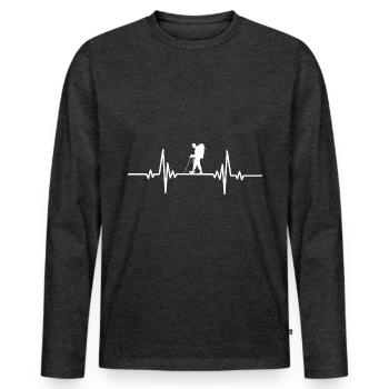 heartbeat man solo wandering - Men's Premium Organic Long Sleeve Shirt - heather anthracite - Front - Nico (187cm)
