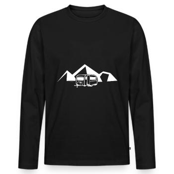 Berg - Karawane - (8) - Männer Premium Bio Langarmshirt - Schwarz - Vorne - Nico (187cm)