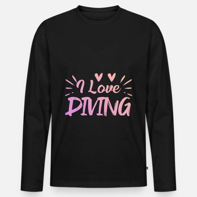 Ich liebe Tauchen - Männer Premium Bio Langarmshirt - Schwarz