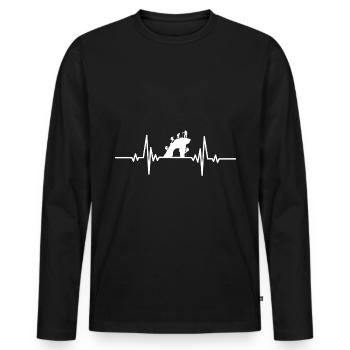 Heartbeat combine l’escalade - T-shirt manches longues Premium bio Homme - noir - Devant - Nico (187cm)