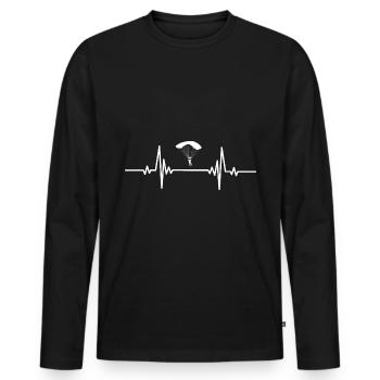 Heartbeat Paragliding - Men's Premium Organic Long Sleeve Shirt - black - Front - Nico (187cm)