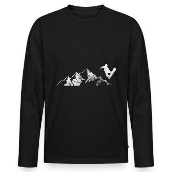 Montagne - Snowboard - (10) - T-shirt manches longues Premium bio Homme - noir - Devant - Nico (187cm)
