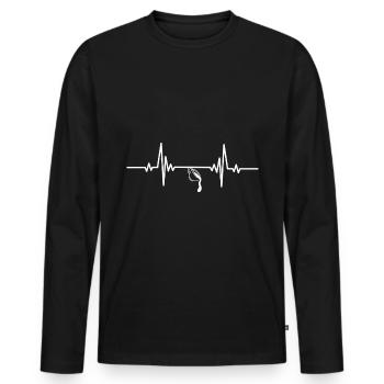 Heartbeat verschütteter Kaffee - Männer Premium Bio Langarmshirt - Schwarz - Vorne - Nico (187cm)