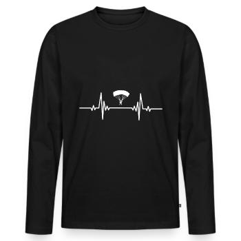 Herzschlag Personen Gleitschirmfliegen Zentrum - Männer Premium Bio Langarmshirt - Schwarz - Vorne - Nico (187cm)