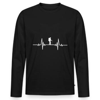 Heartbeat Randonnée Homme - T-shirt manches longues Premium bio Homme - noir - Devant - Nico (187cm)