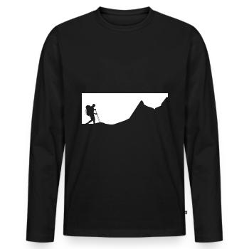 Mountains - Hiking - (10) - Men's Premium Organic Long Sleeve Shirt - black - Front - Nico (187cm)