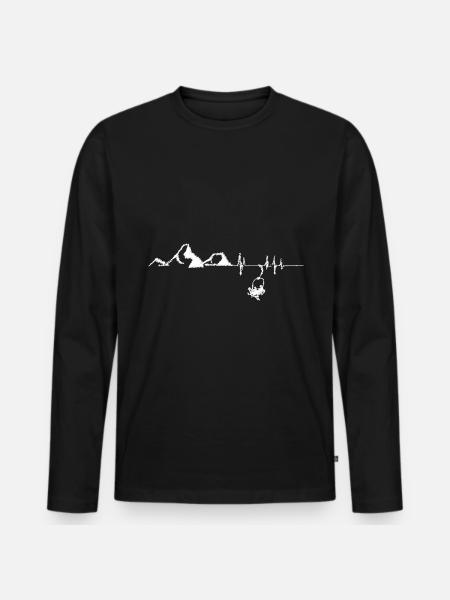 Heartbeat - Mountain - Skiing - (5) - Men's Premium Organic Long Sleeve Shirt - black