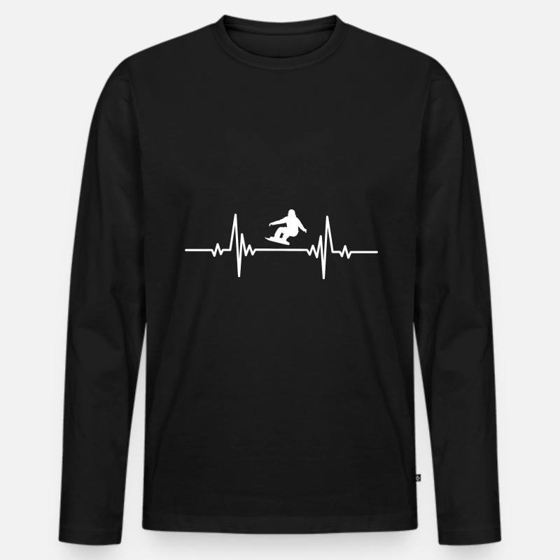 Herzschlag Snowboarding Abfahrtslauf - Männer Premium Bio Langarmshirt - Schwarz