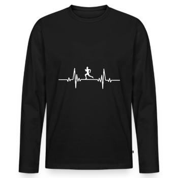 Battement de cœur en courant - T-shirt manches longues Premium bio Homme - noir - Devant - Nico (187cm)