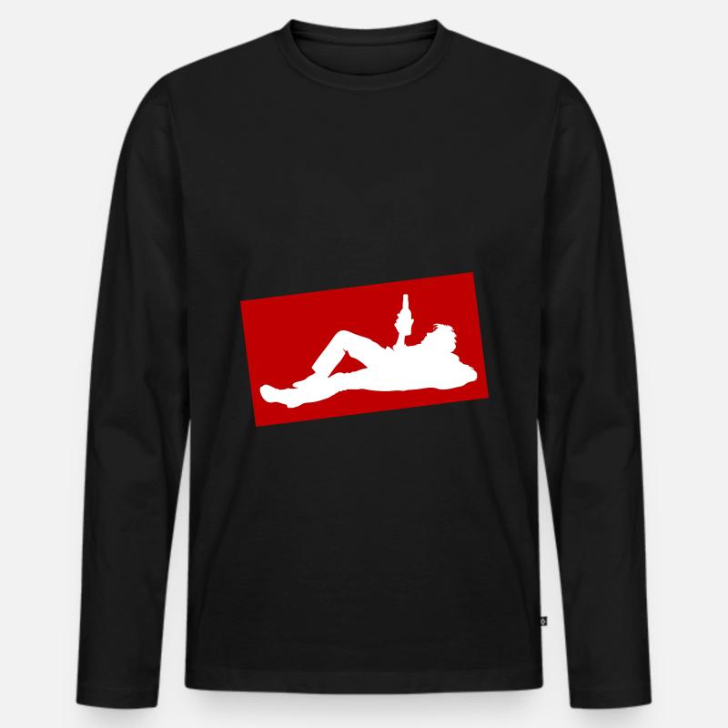 Drinking Bier Silhouette - Männer Premium Bio Langarmshirt - Schwarz