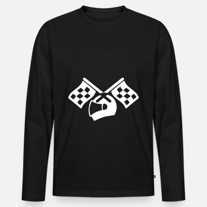 Rennfahrer helm - Männer Premium Bio Langarmshirt - Schwarz