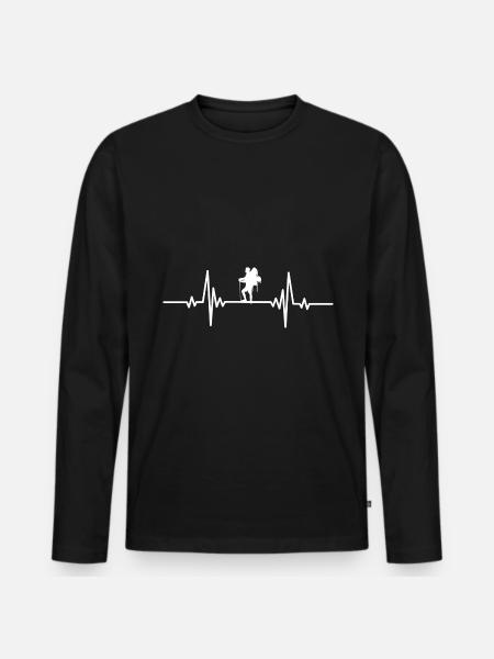 Heartbeat Hiking Nature Therapy - Men's Premium Organic Long Sleeve Shirt - black