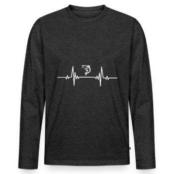 Herzschlag leichter Fisch - Männer Premium Bio Langarmshirt - Anthrazit meliert - Vorne - Nico (187cm)