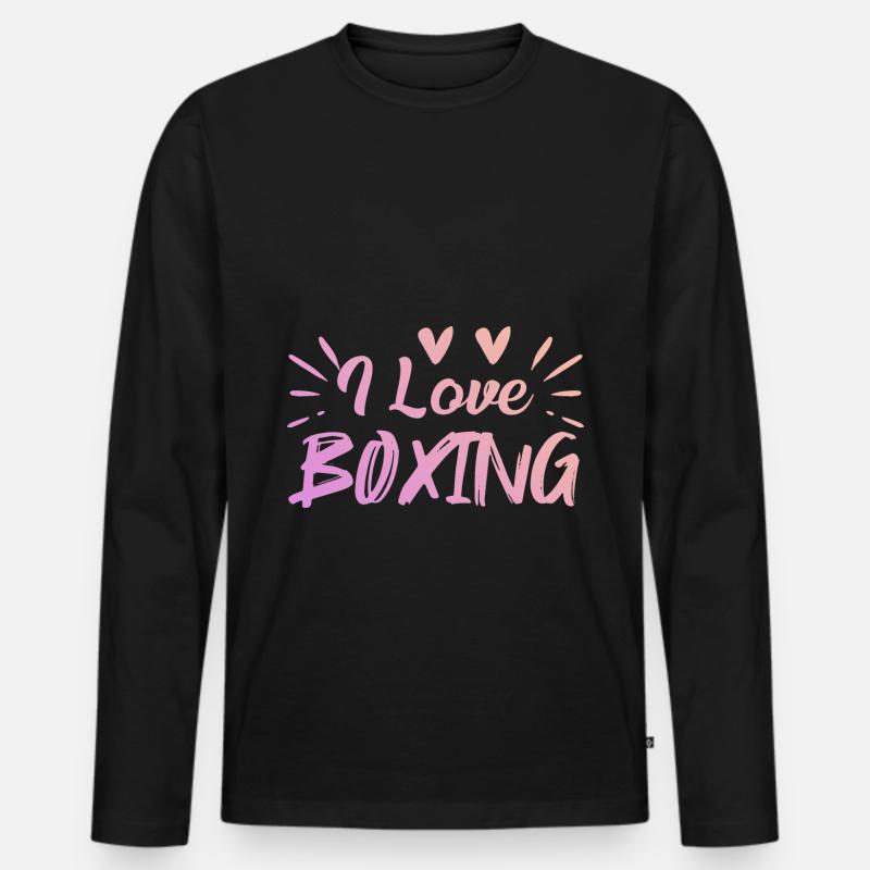 Ich liebe Boxen - Männer Premium Bio Langarmshirt - Schwarz