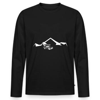 Mountain - Camping Van - (10) - Men's Premium Organic Long Sleeve Shirt - black - Front - Nico (187cm)