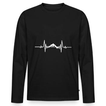 Heartbeat snow-capped mountain - Men's Premium Organic Long Sleeve Shirt - black - Front - Nico (187cm)