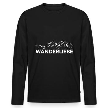 Wanderliebe - (9) - Männer Premium Bio Langarmshirt - Schwarz - Vorne - Nico (187cm)