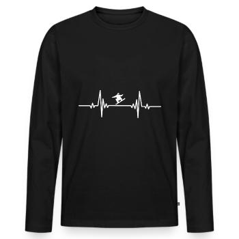 Heartbeat Snowboarding Sprung - Männer Premium Bio Langarmshirt - Schwarz - Vorne - Nico (187cm)