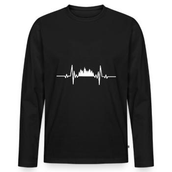 Heartbeat small pine trees - Men's Premium Organic Long Sleeve Shirt - black - Front - Nico (187cm)