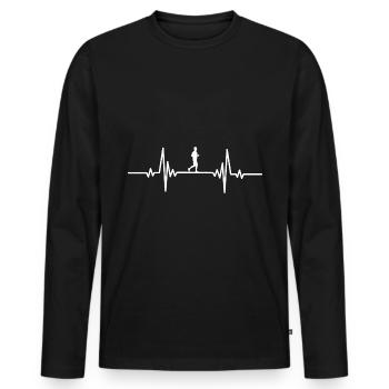 Heartbeat man runs slowly - Men's Premium Organic Long Sleeve Shirt - black - Front - Nico (187cm)