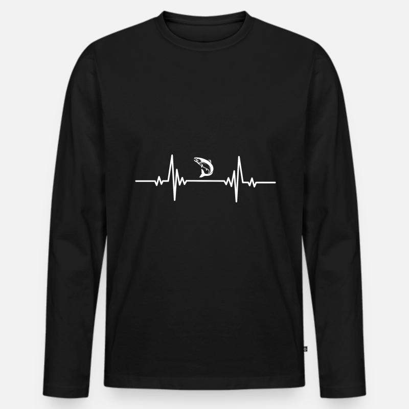 Herzschlag springender Fisch - Männer Premium Bio Langarmshirt - Schwarz