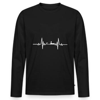 Heartbeat catches angler - Men's Premium Organic Long Sleeve Shirt - black - Front - Nico (187cm)
