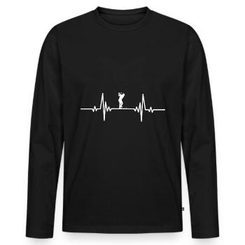 Heartbeat Mann schlägt Golfball - Männer Premium Bio Langarmshirt - Schwarz - Vorne - Nico (187cm)