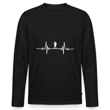 Heartbeat man playing guitar - Men's Premium Organic Long Sleeve Shirt - black - Front - Nico (187cm)