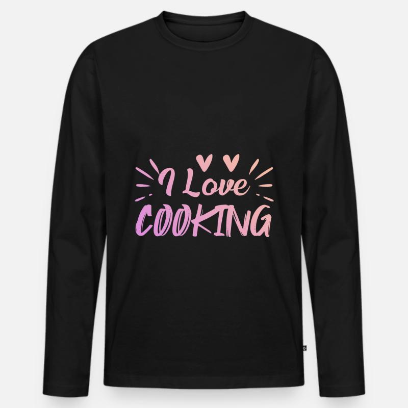 Ich liebe Kochen - Männer Premium Bio Langarmshirt - Schwarz